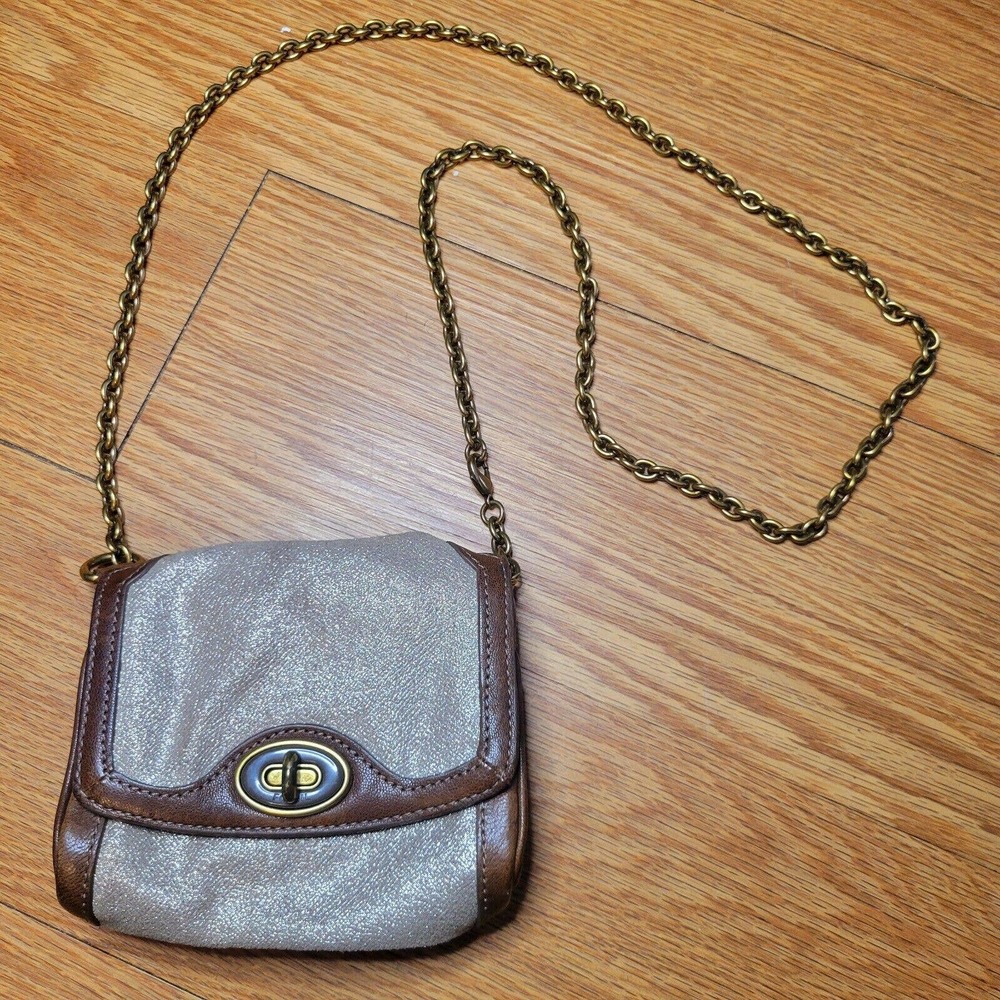 Fossil Mini Shoulder Bag Turn Lock Purse Genuine Leather